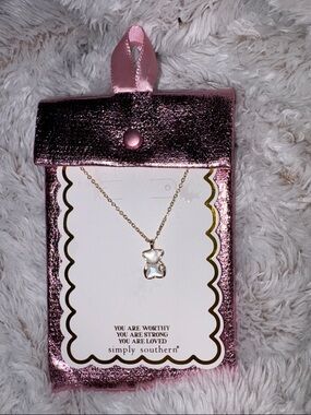 Simply Southern Teddy Bear Necklace New